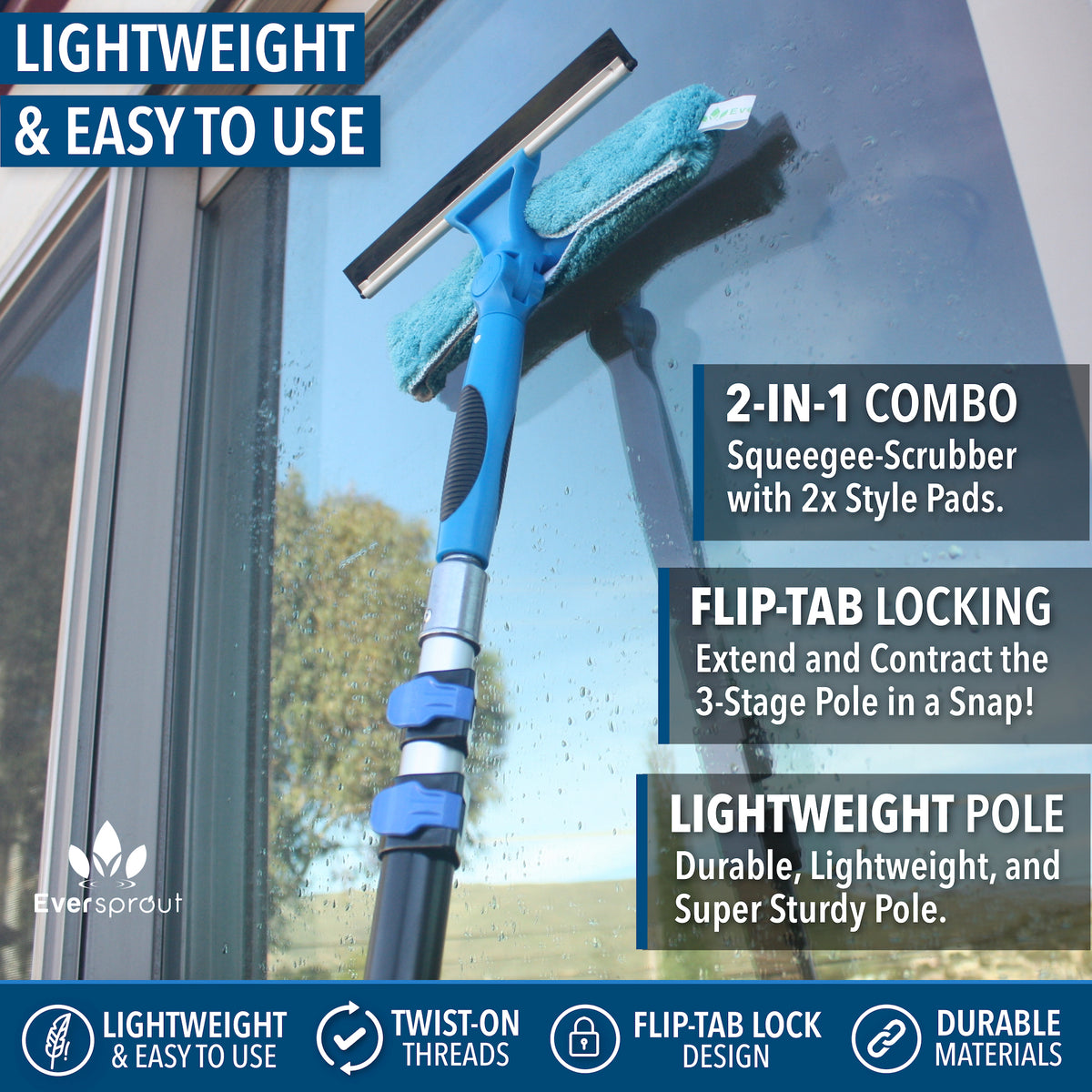 Swivel Squeegee + 3' Extension Pole