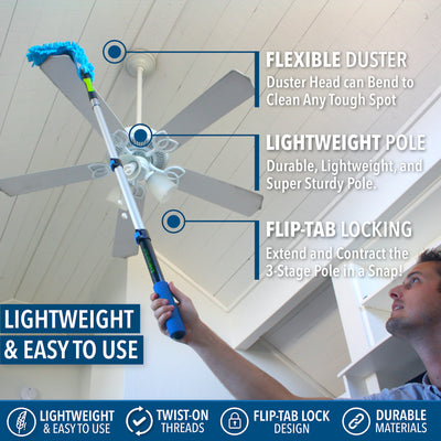Flexible Ceiling Fan Duster + 3' Extension Pole