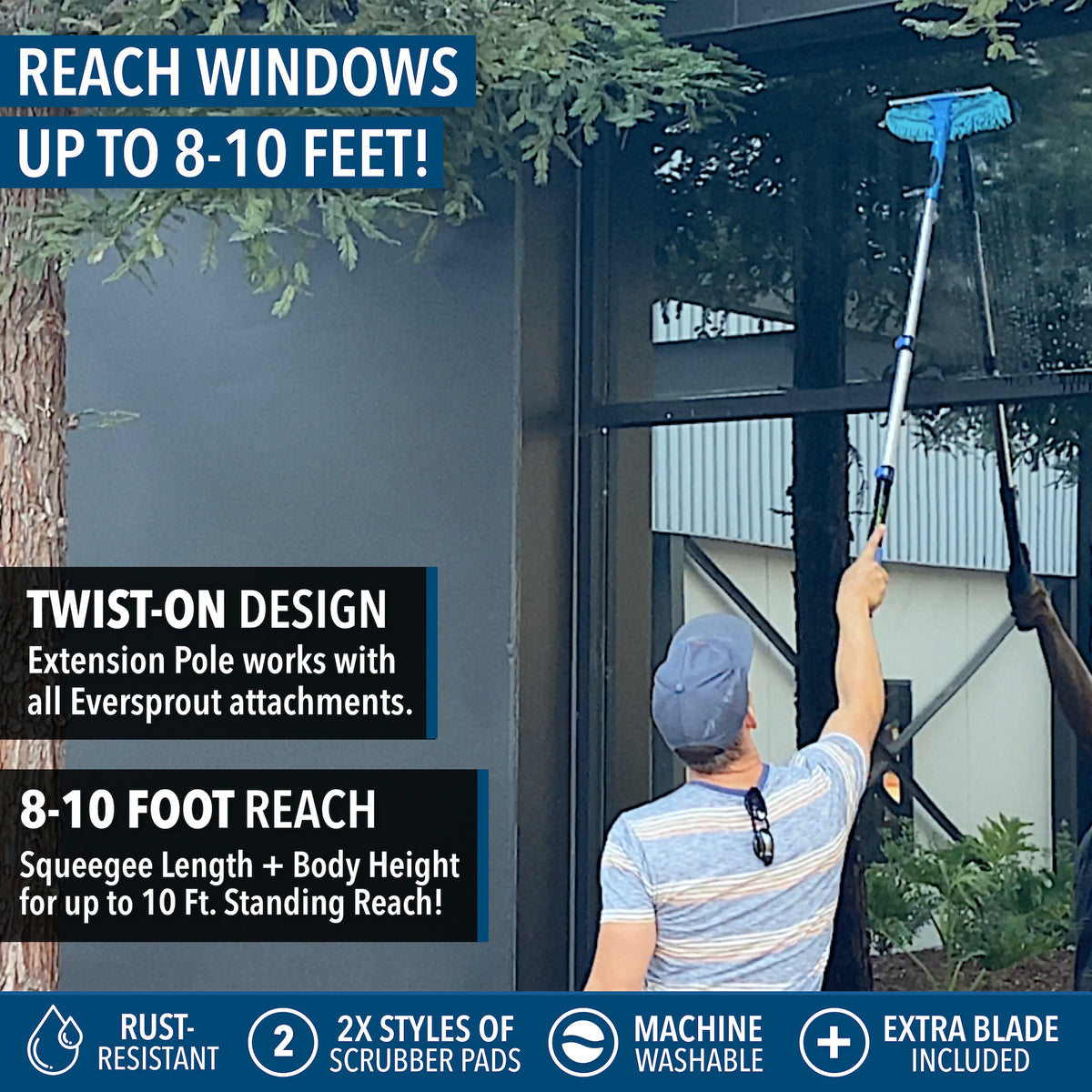 Swivel Squeegee + 3' Extension Pole